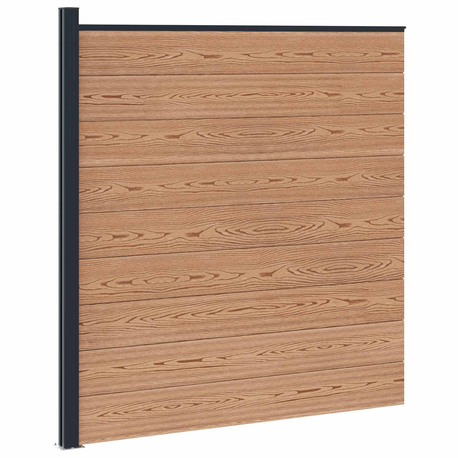 Pannello di Recinzione WPC e Alluminio Marrone 175x186 cm