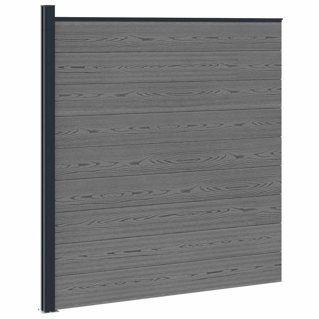 Pannello di Recinzione WPC e Alluminio Grigio 175x186 cm