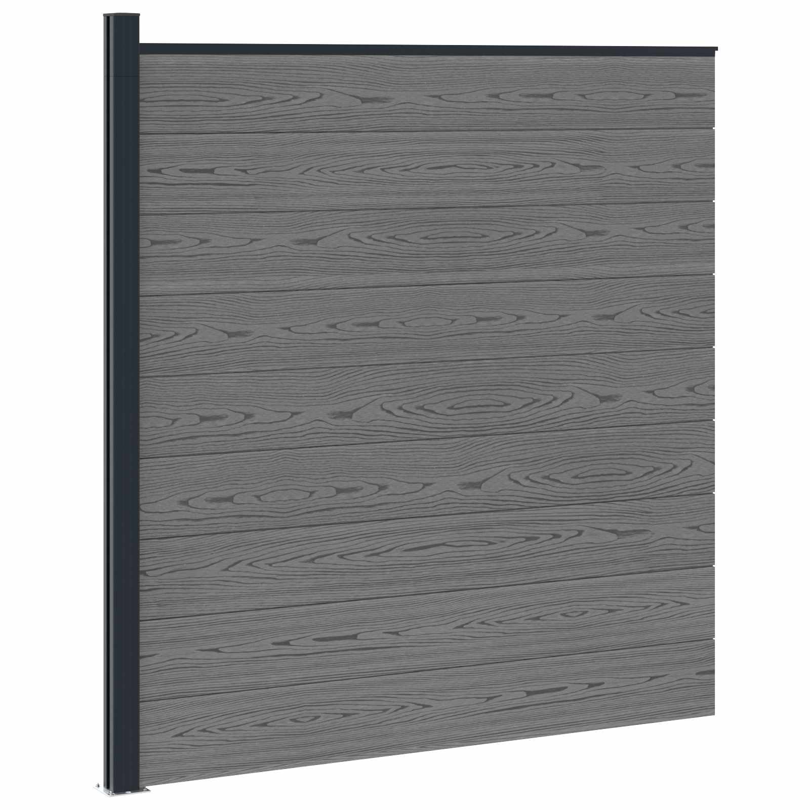 Pannello di Recinzione WPC e Alluminio Grigio 175x186 cm