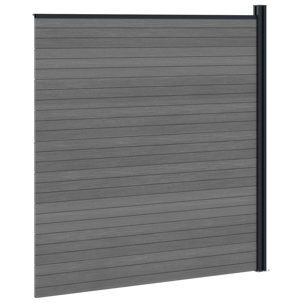 Pannello di Recinzione WPC e Alluminio Grigio 175x186 cm