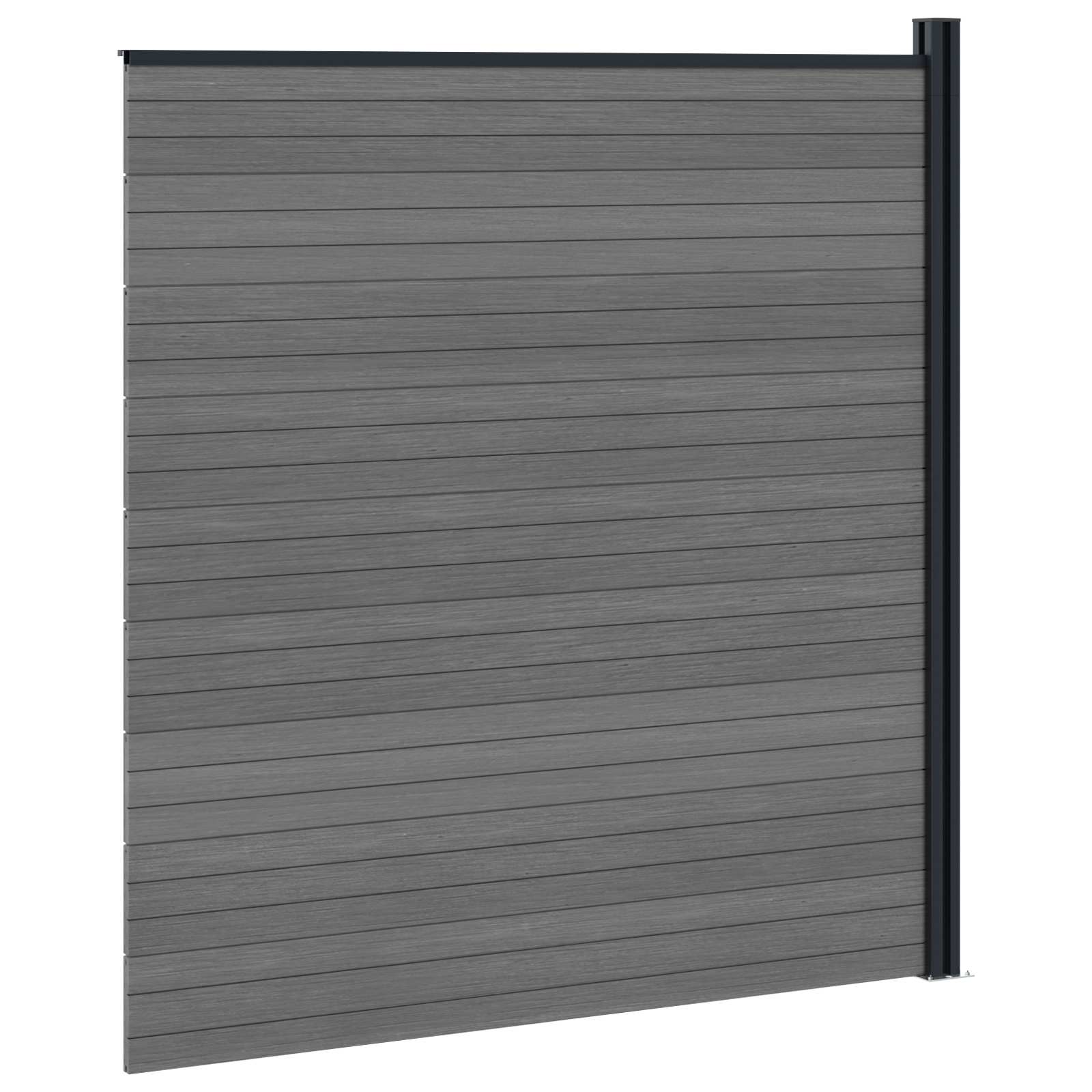 Pannello di Recinzione WPC e Alluminio Grigio 175x186 cm