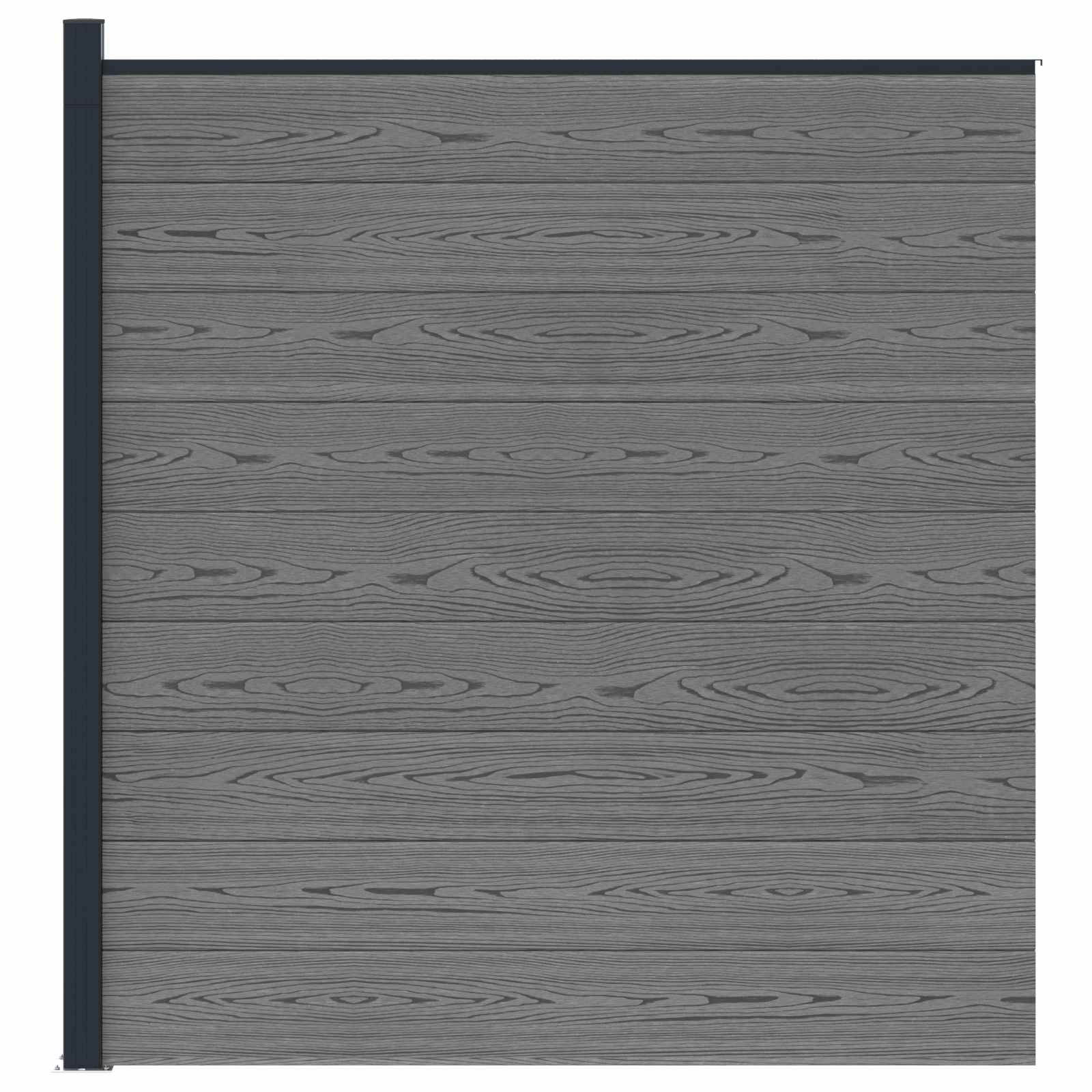 Pannello di Recinzione WPC e Alluminio Grigio 175x186 cm