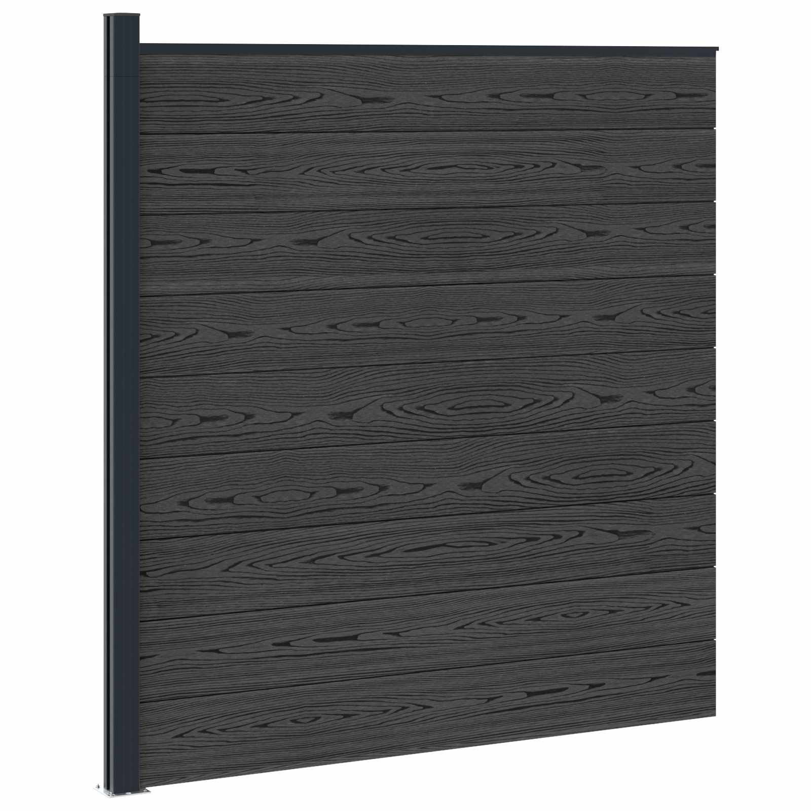 Pannello di Recinzione WPC e Alluminio Nero 175x186 cm