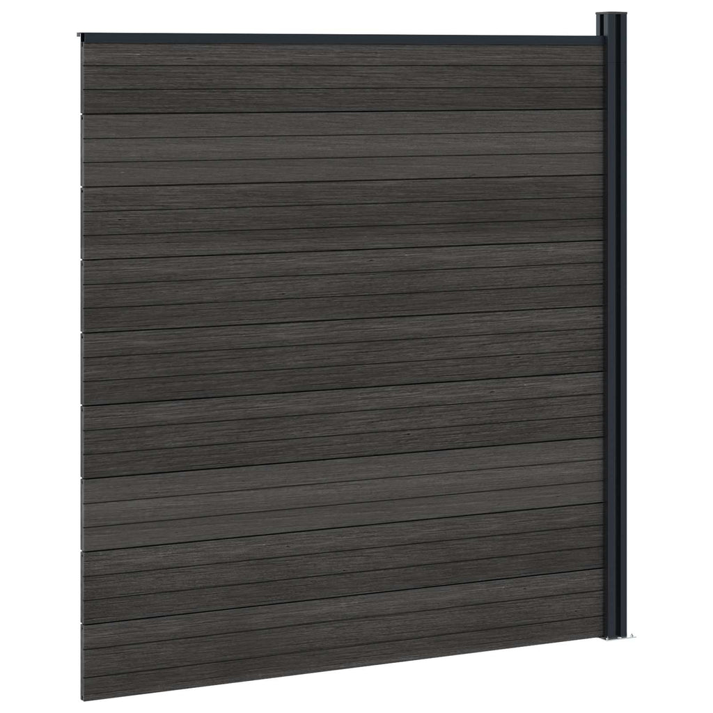 Pannello di Recinzione WPC e Alluminio Nero 175x186 cm