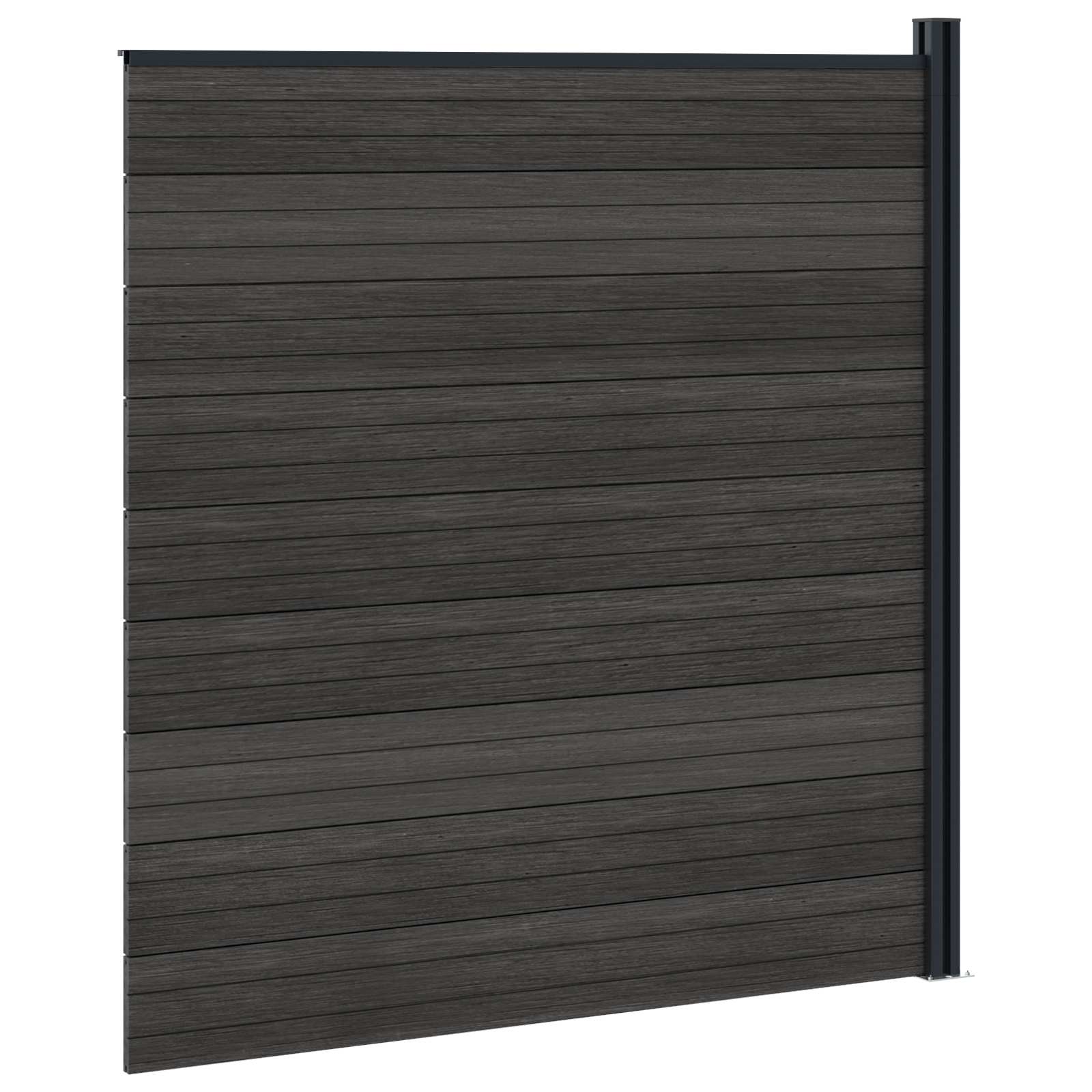 Pannello di Recinzione WPC e Alluminio Nero 175x186 cm