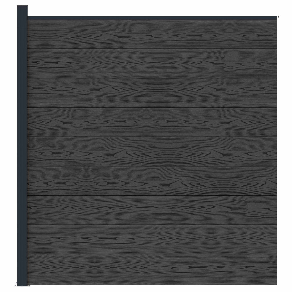 Pannello di Recinzione WPC e Alluminio Nero 175x186 cm