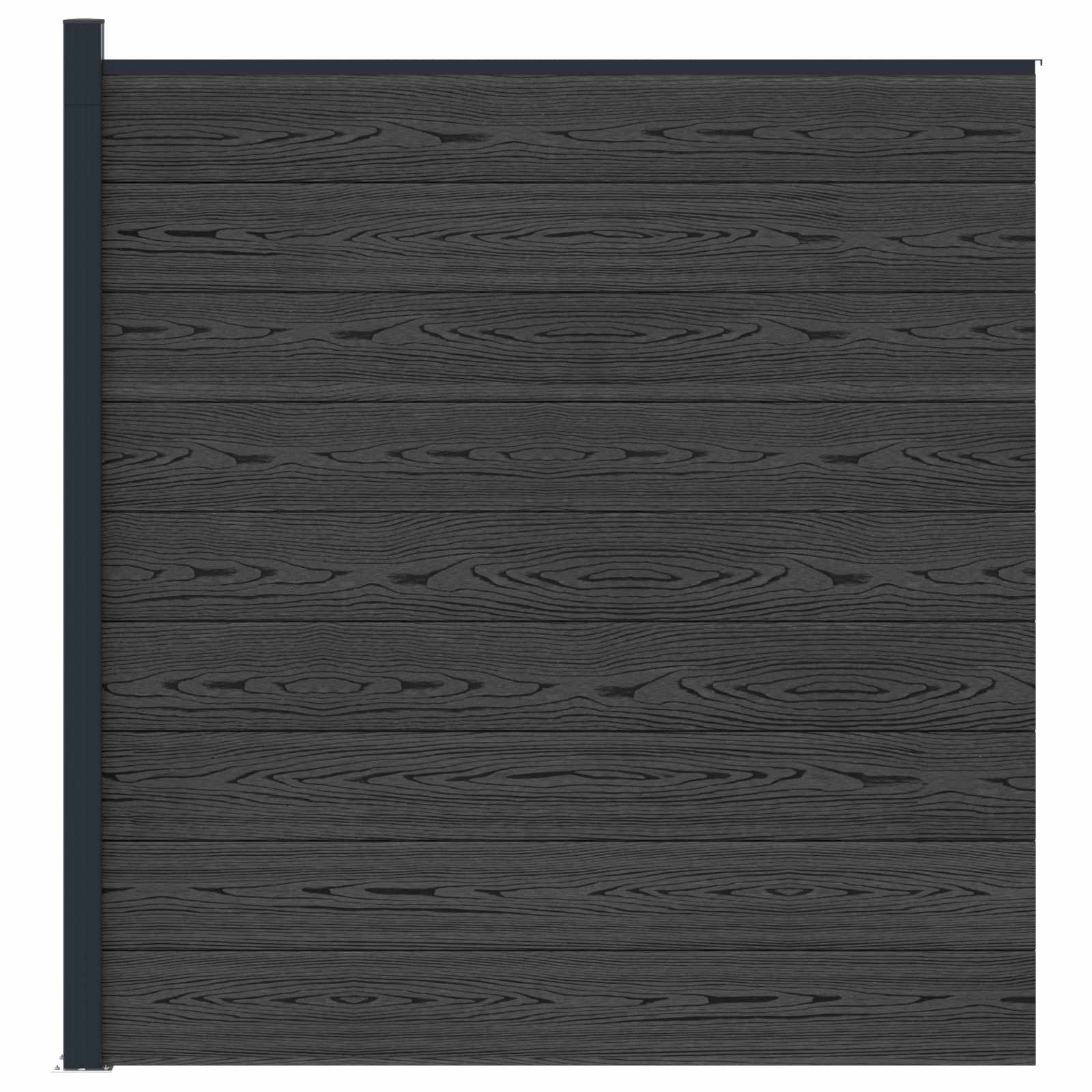 Pannello di Recinzione WPC e Alluminio Nero 175x186 cm