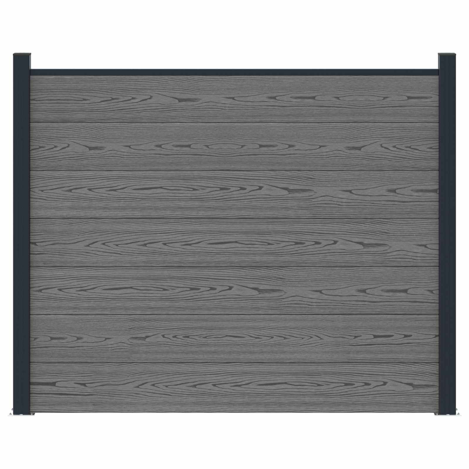Pannello di Recinzione WPC e Alluminio Grigio 180x146 cm
