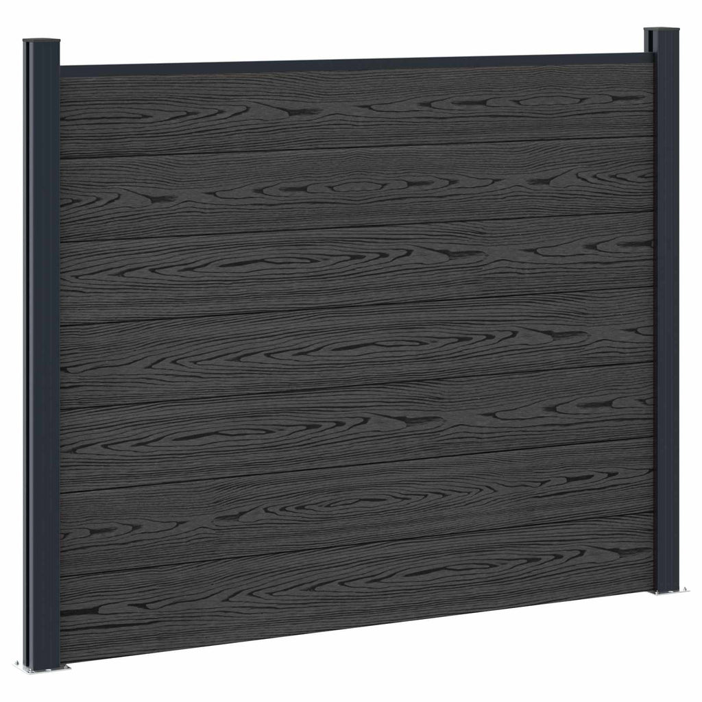 Pannello di Recinzione WPC e Alluminio Nero 180x146 cm