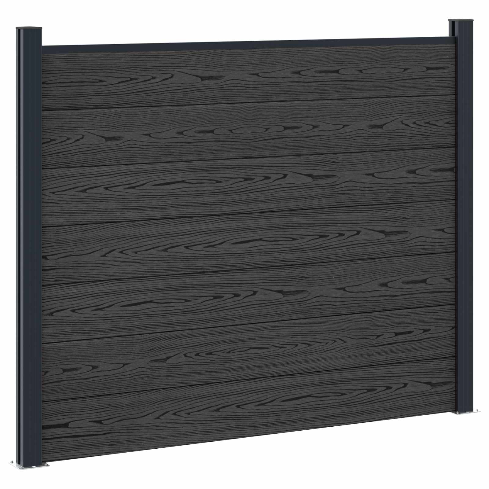 Pannello di Recinzione WPC e Alluminio Nero 180x146 cm