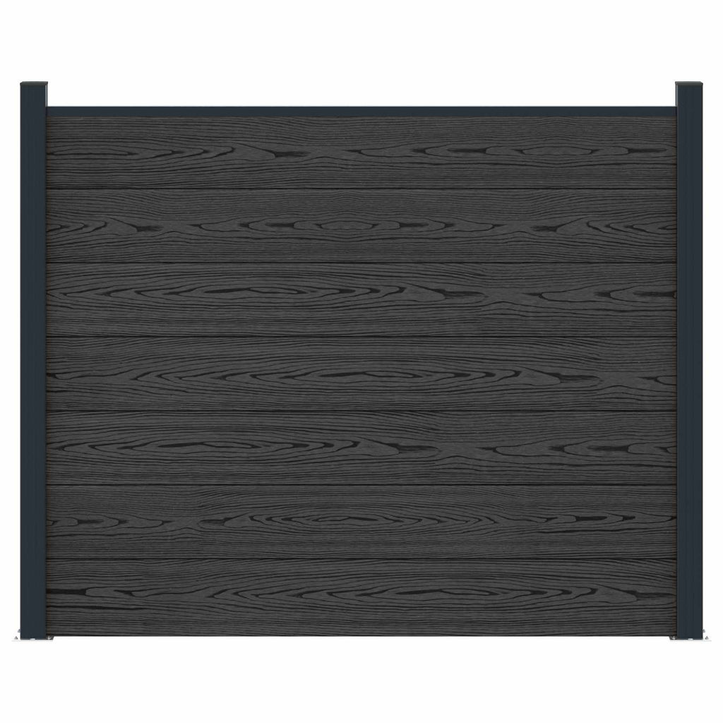 Pannello di Recinzione WPC e Alluminio Nero 180x146 cm