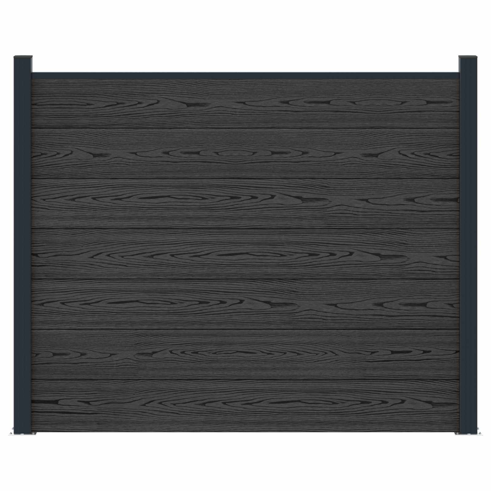 Pannello di Recinzione WPC e Alluminio Nero 180x146 cm