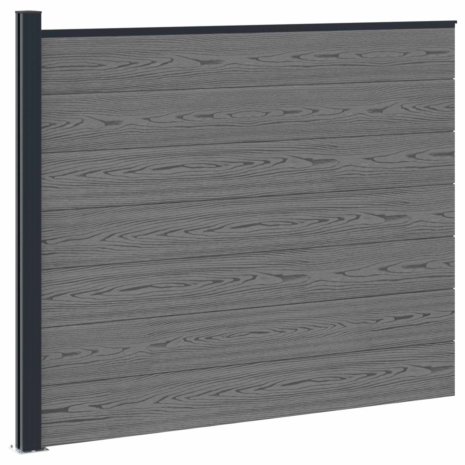 Pannello di Recinzione WPC e Alluminio Grigio 175x146 cm