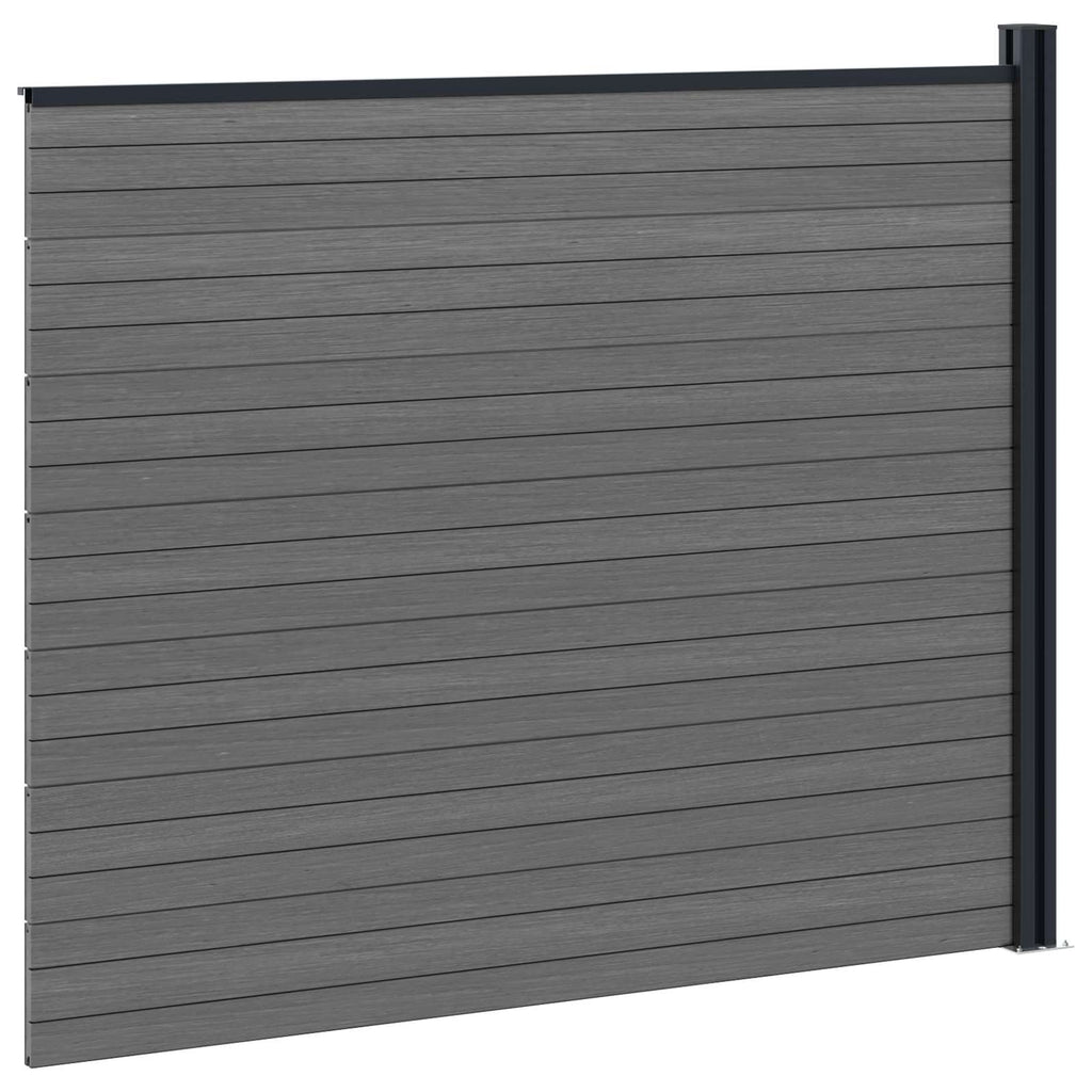 Pannello di Recinzione WPC e Alluminio Grigio 175x146 cm