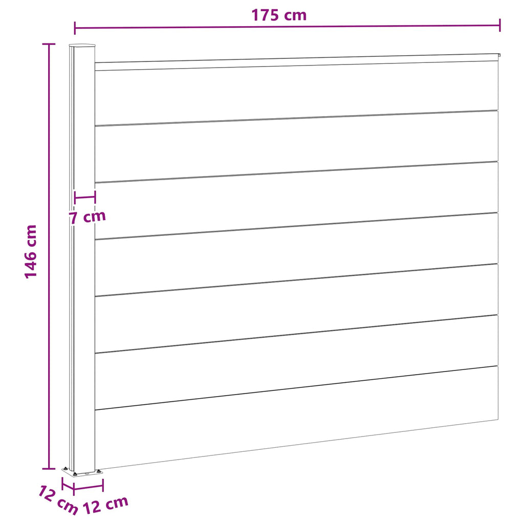 Pannello di Recinzione WPC e Alluminio Grigio 175x146 cm