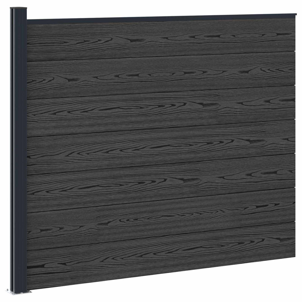 Pannello di Recinzione WPC e Alluminio Nero 175x146 cm