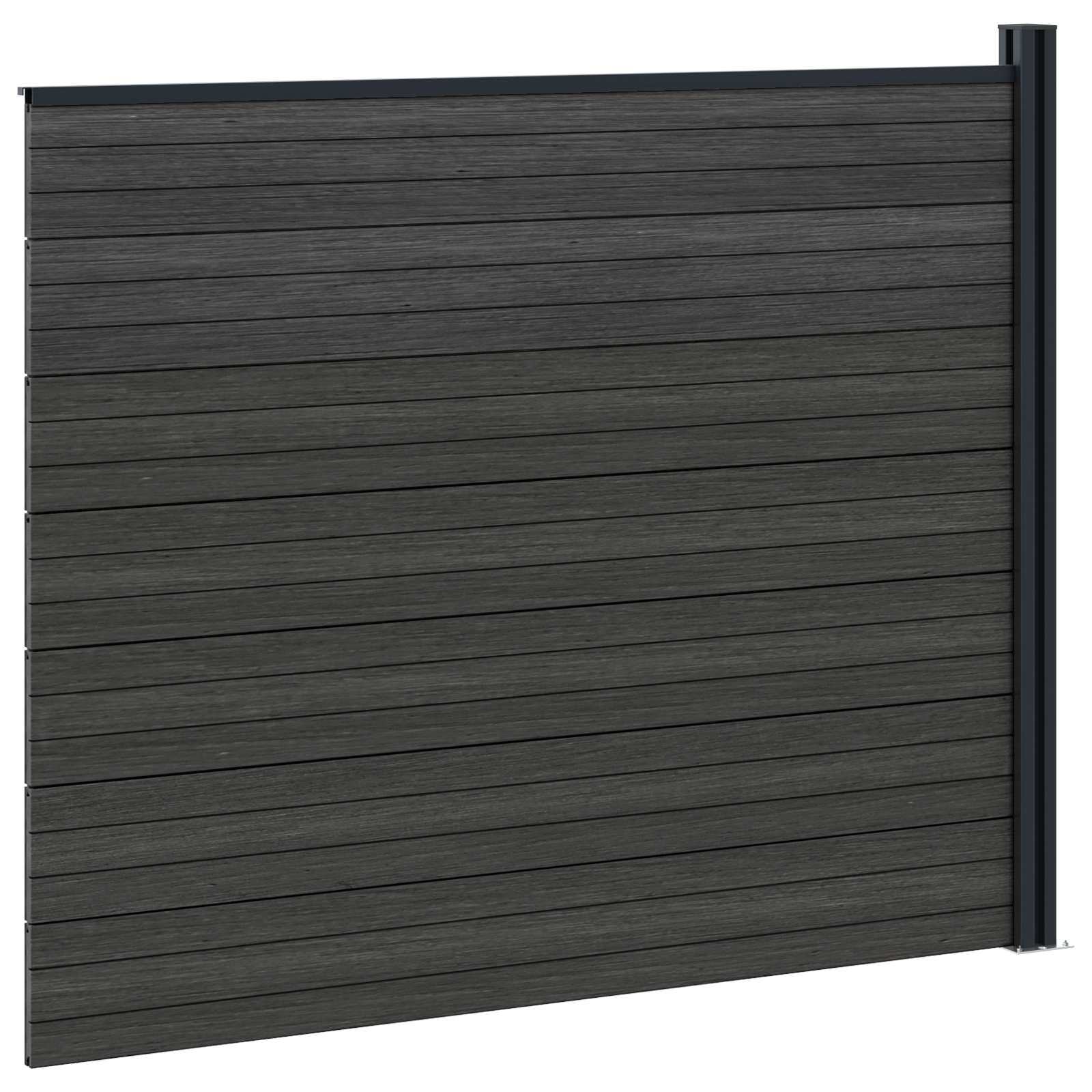 Pannello di Recinzione WPC e Alluminio Nero 175x146 cm