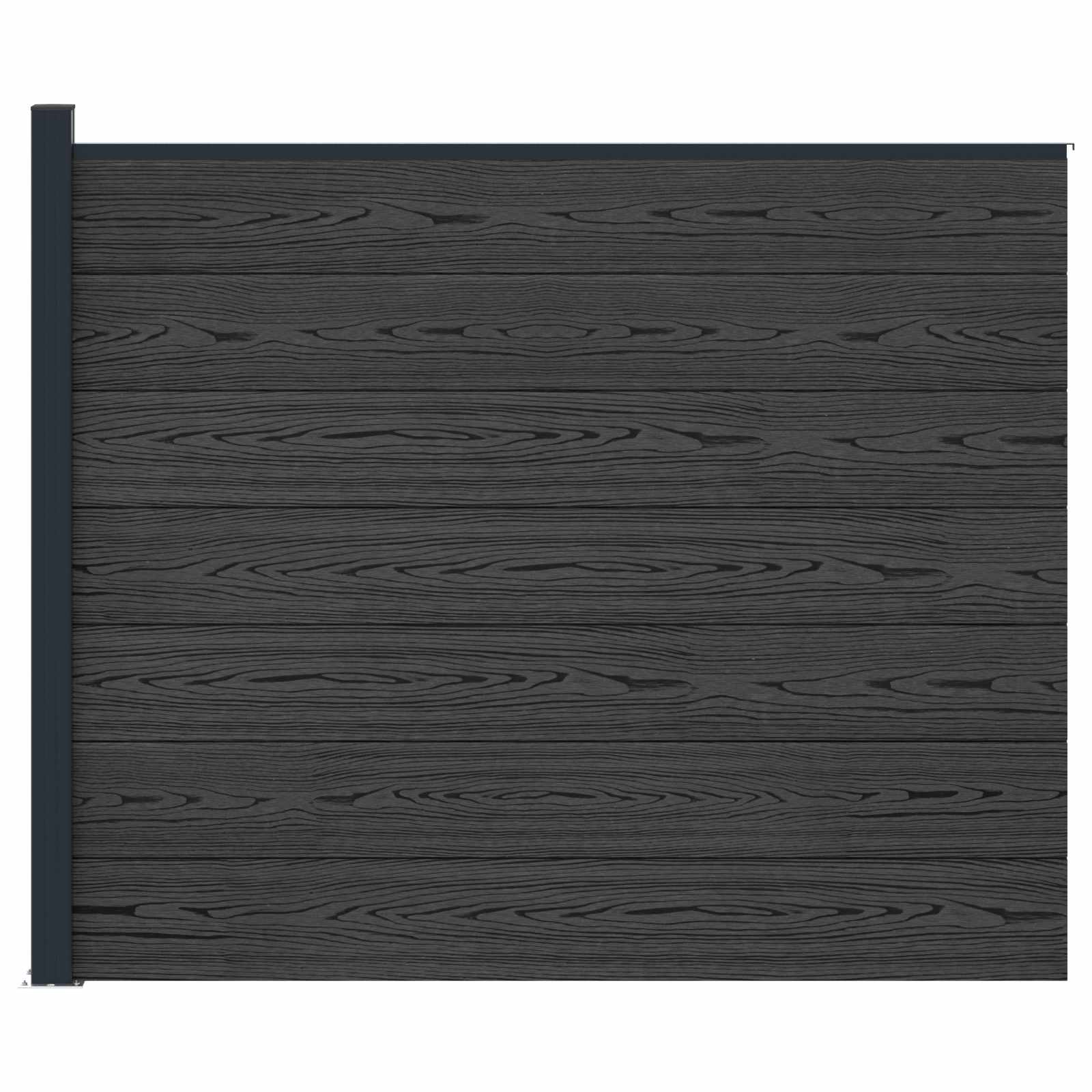 Pannello di Recinzione WPC e Alluminio Nero 175x146 cm