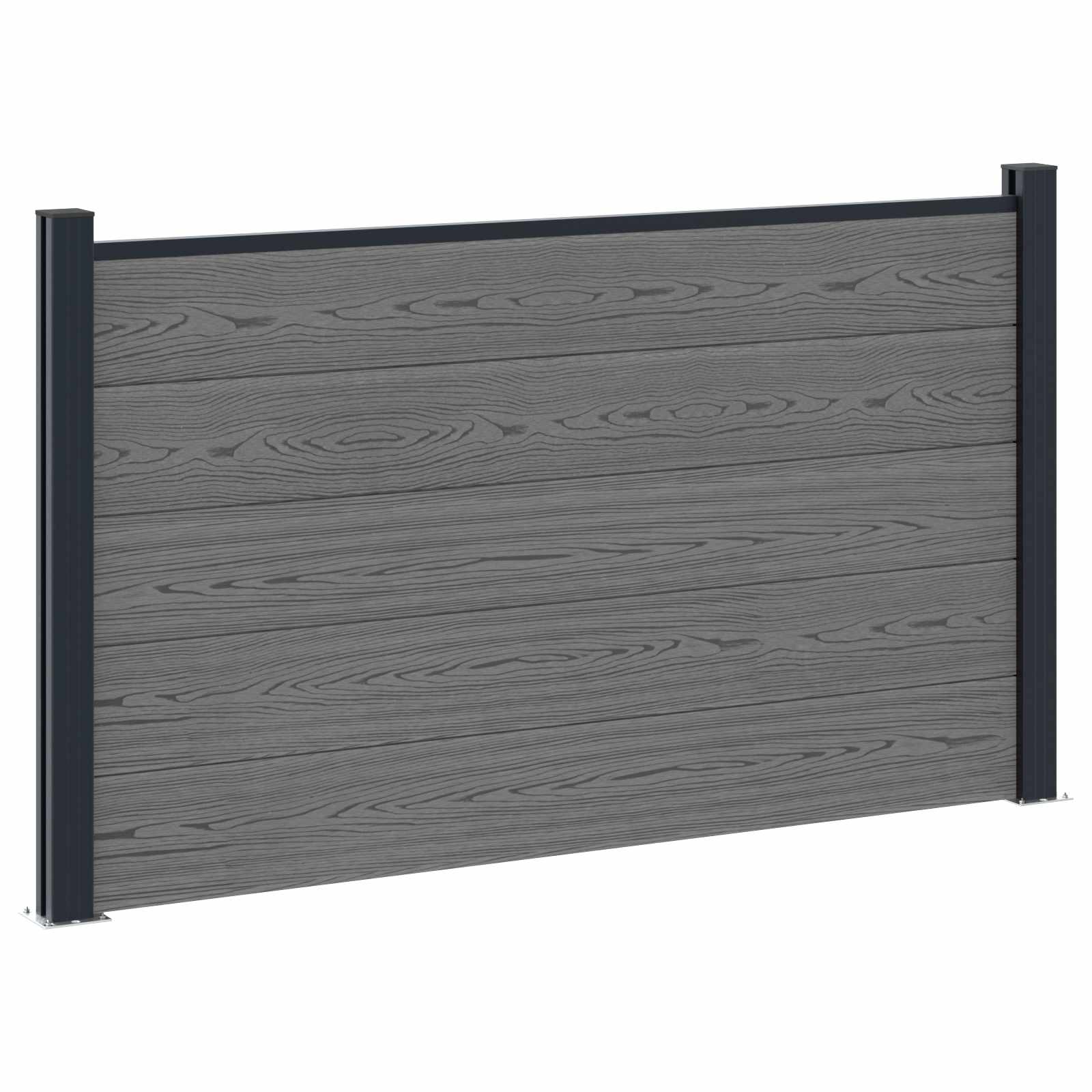 Pannello di Recinzione WPC e Alluminio Grigio 180x105 cm
