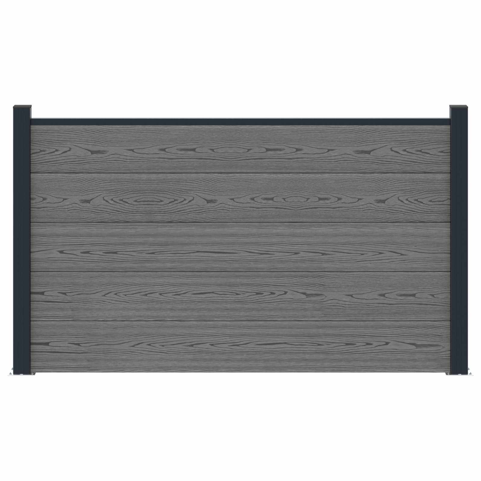 Pannello di Recinzione WPC e Alluminio Grigio 180x105 cm