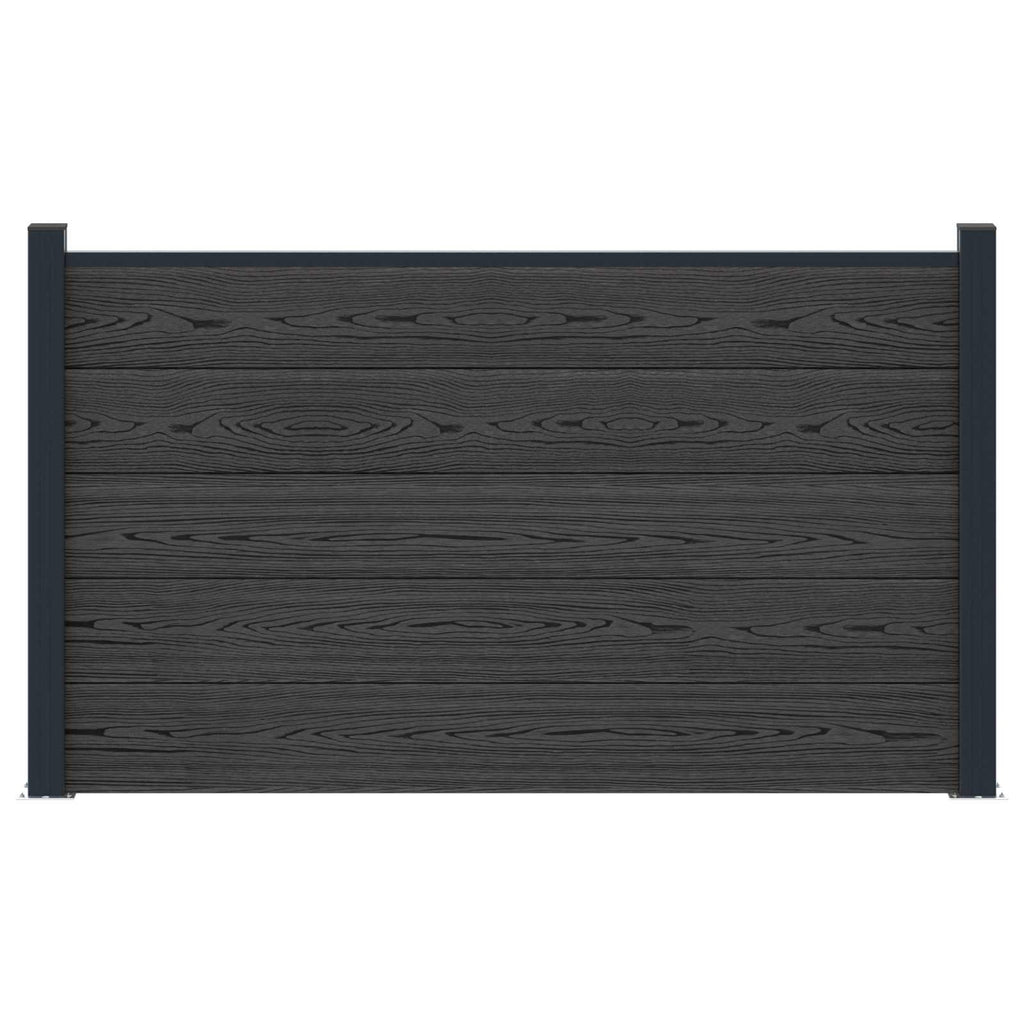 Pannello di Recinzione WPC e Alluminio Nero 180x105 cm