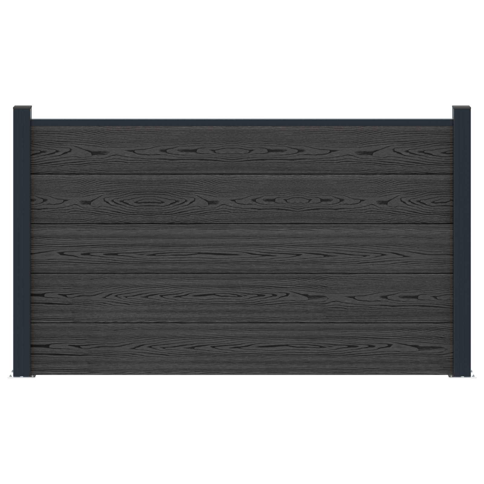 Pannello di Recinzione WPC e Alluminio Nero 180x105 cm