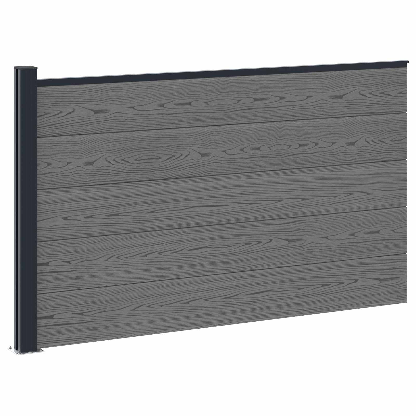 Pannello di Recinzione WPC e Alluminio Grigio 175x105 cm