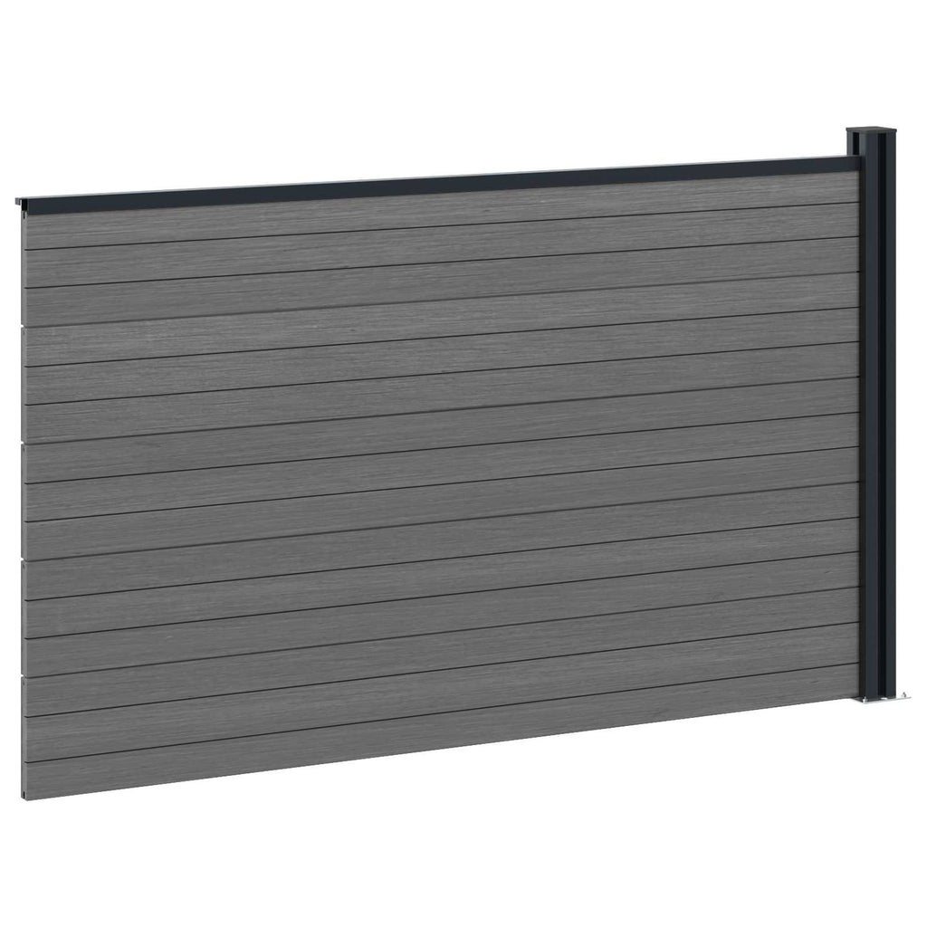Pannello di Recinzione WPC e Alluminio Grigio 175x105 cm
