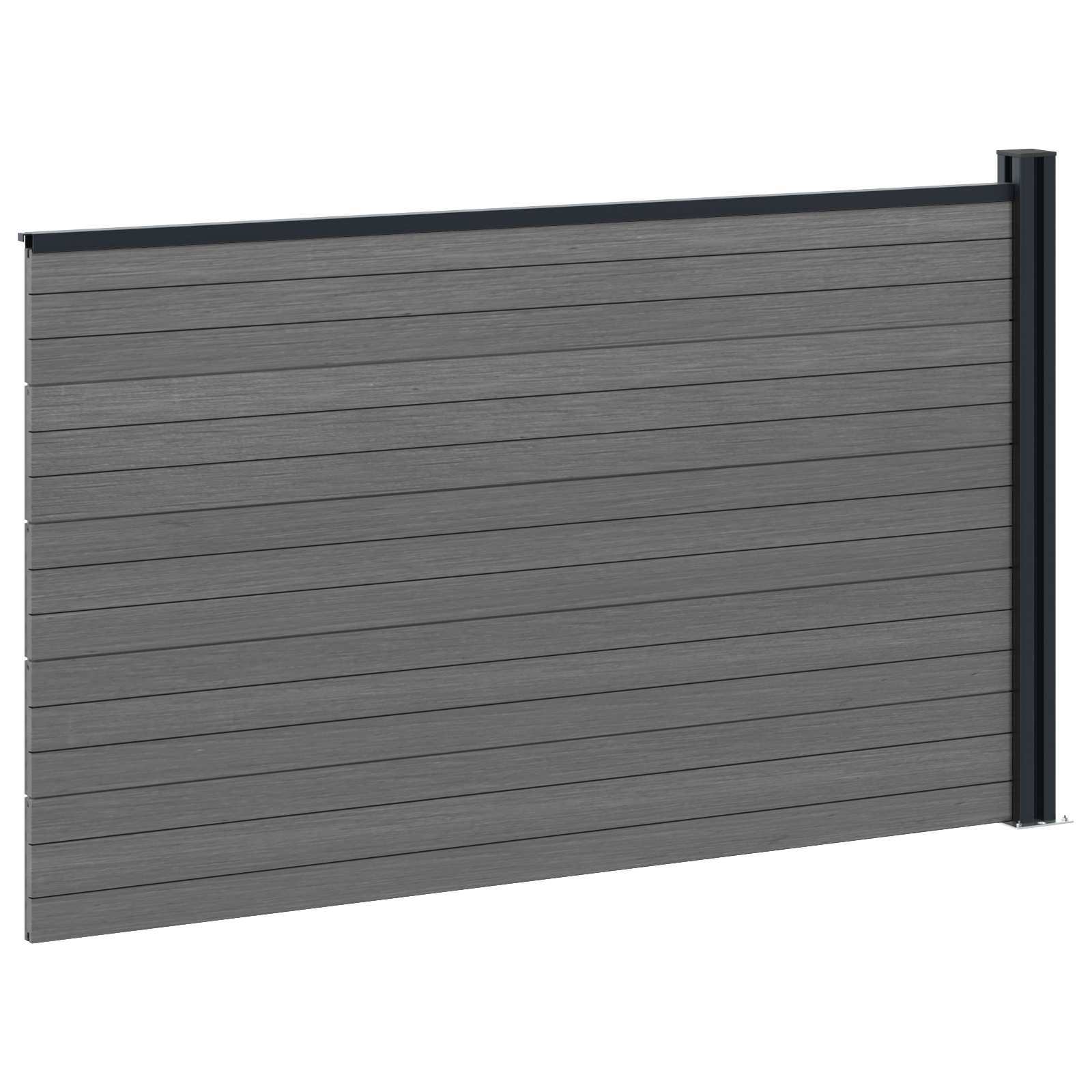 Pannello di Recinzione WPC e Alluminio Grigio 175x105 cm