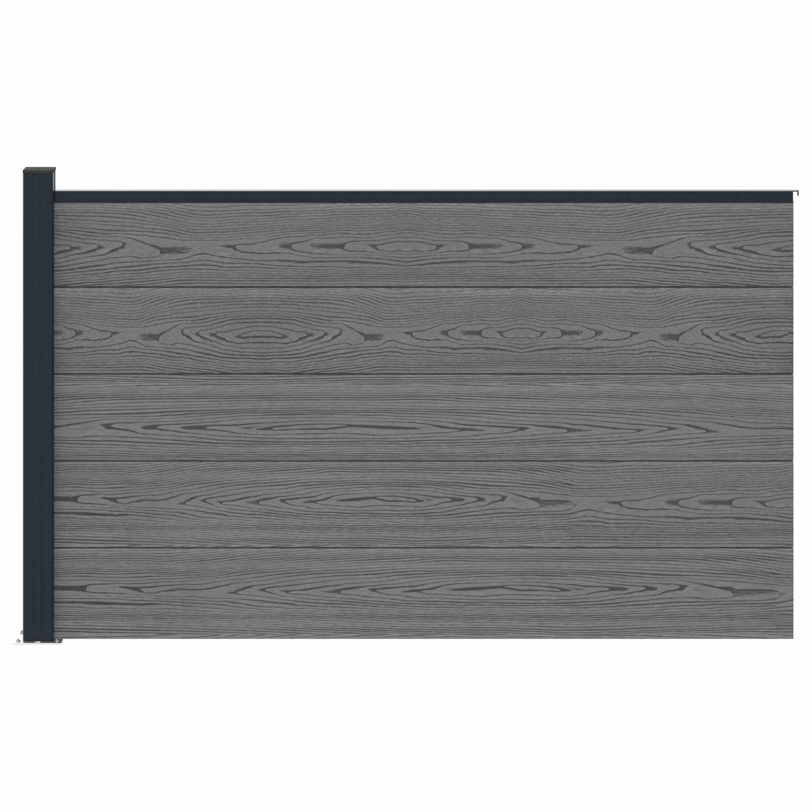 Pannello di Recinzione WPC e Alluminio Grigio 175x105 cm