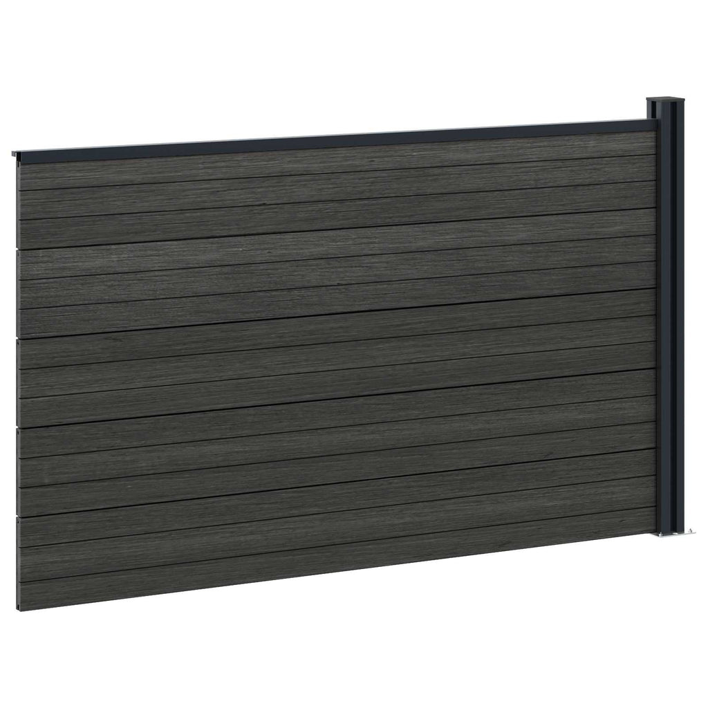 Pannello di Recinzione WPC e Alluminio Nero 175x105 cm