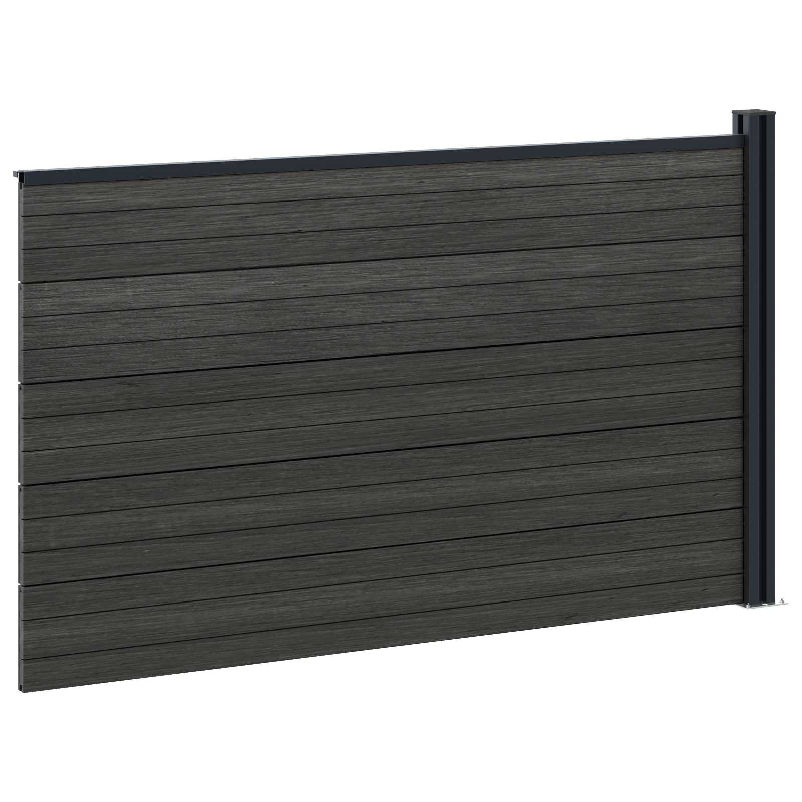 Pannello di Recinzione WPC e Alluminio Nero 175x105 cm