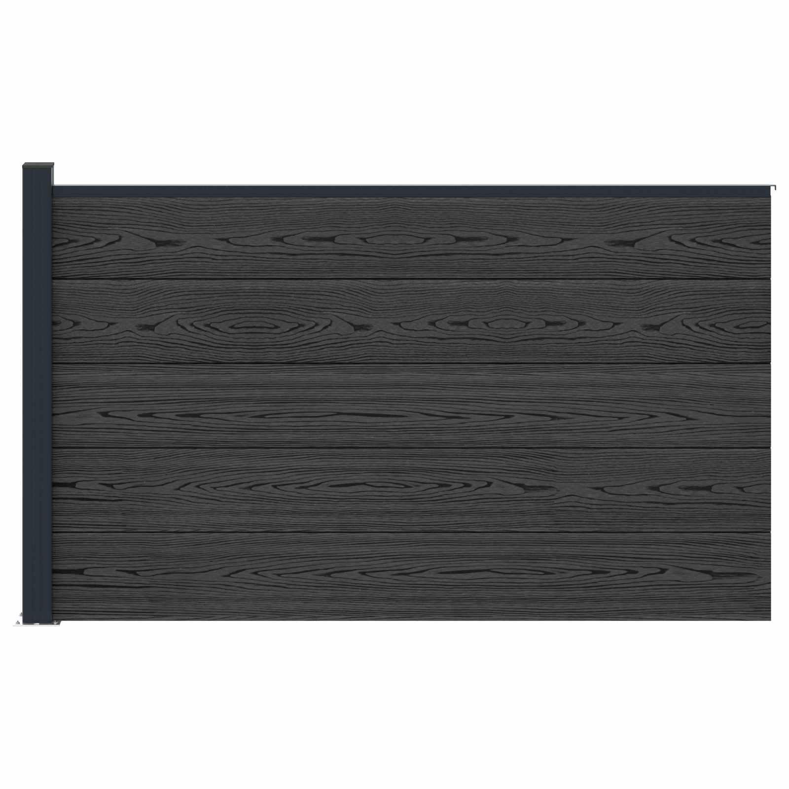 Pannello di Recinzione WPC e Alluminio Nero 175x105 cm