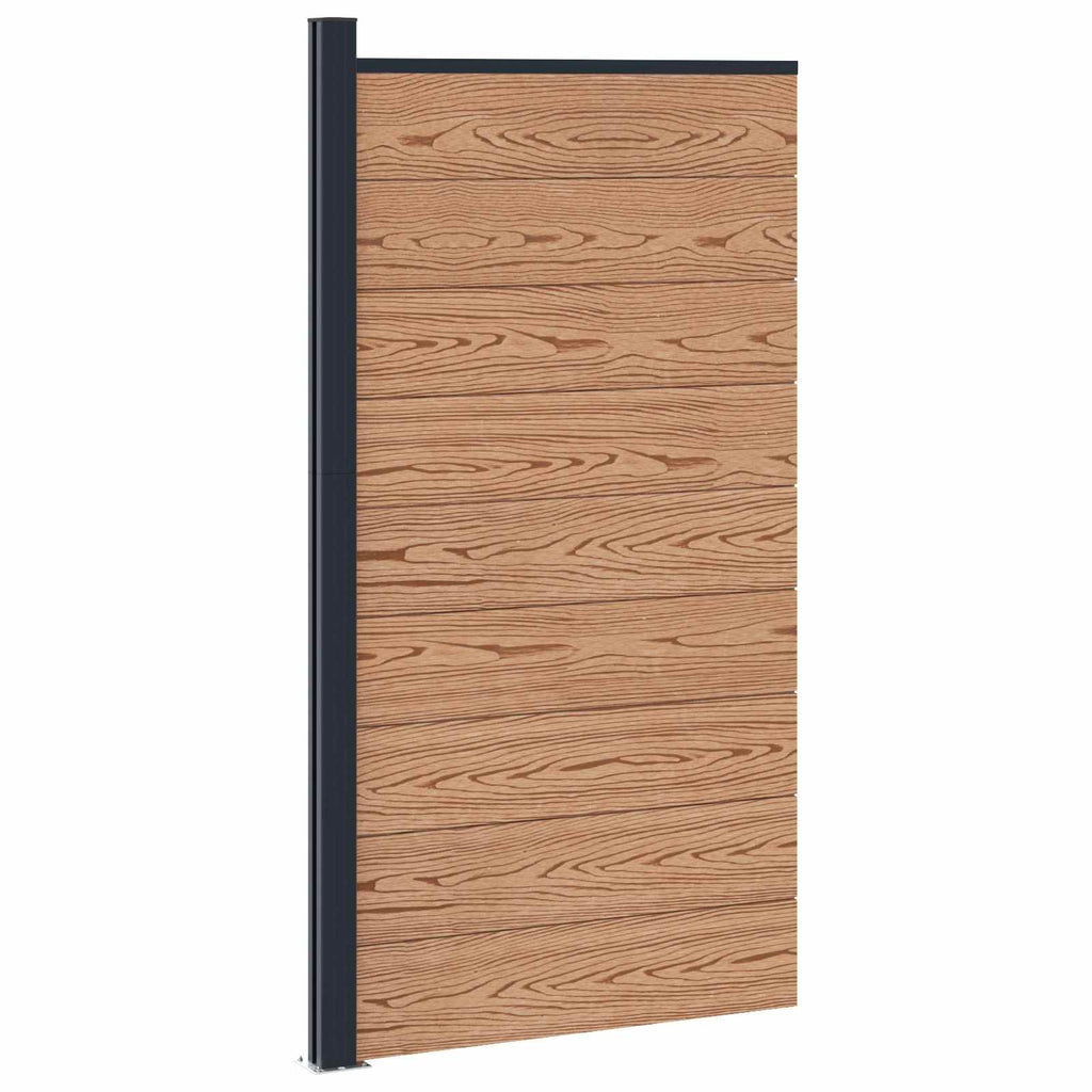 Pannello di Recinzione WPC e Alluminio Marrone 95x186 cm