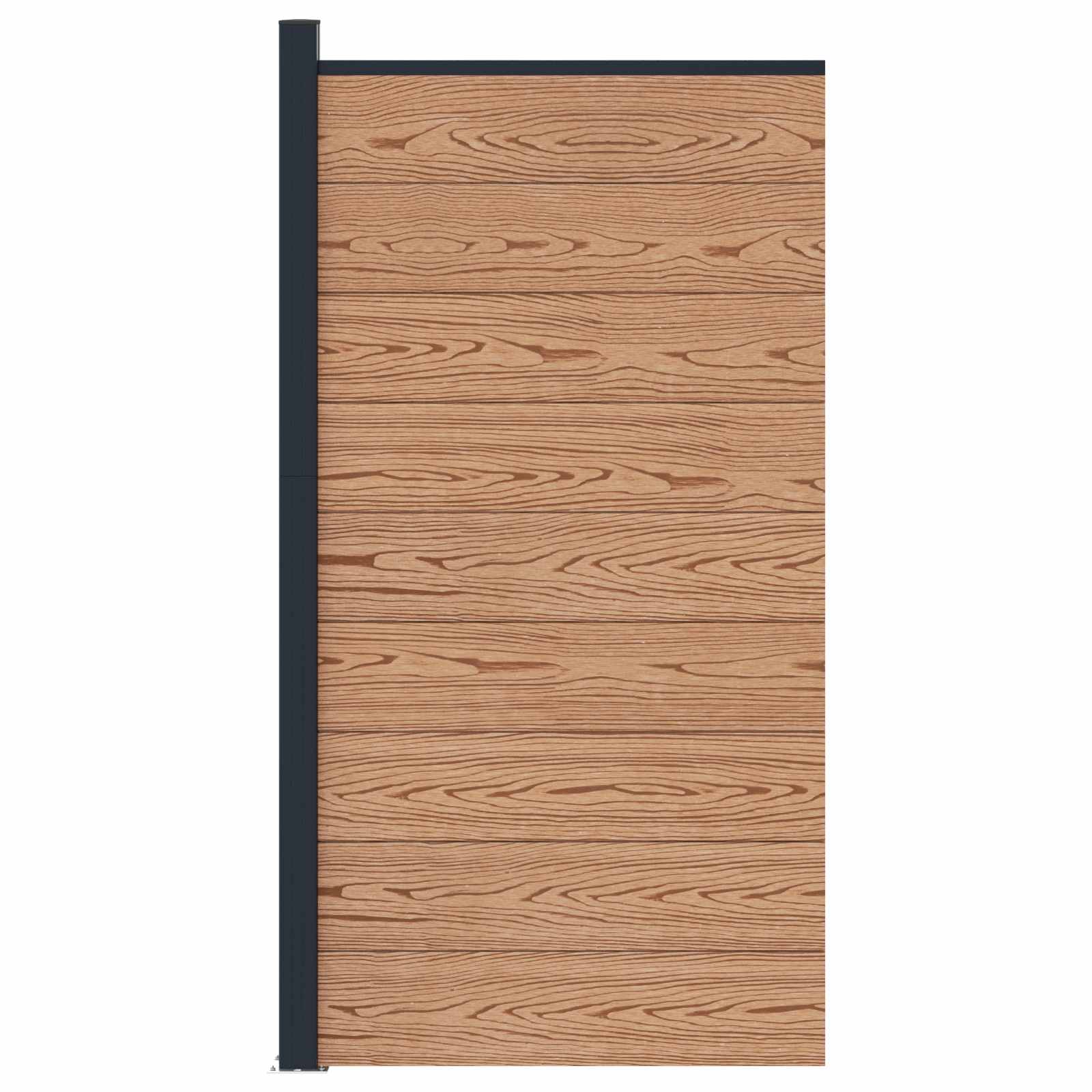 Pannello di Recinzione WPC e Alluminio Marrone 95x186 cm