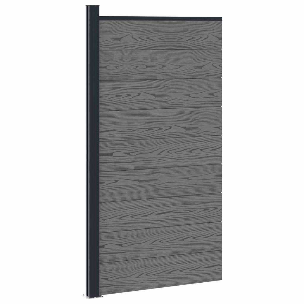 Pannello di Recinzione WPC e Alluminio Grigio 95x186 cm