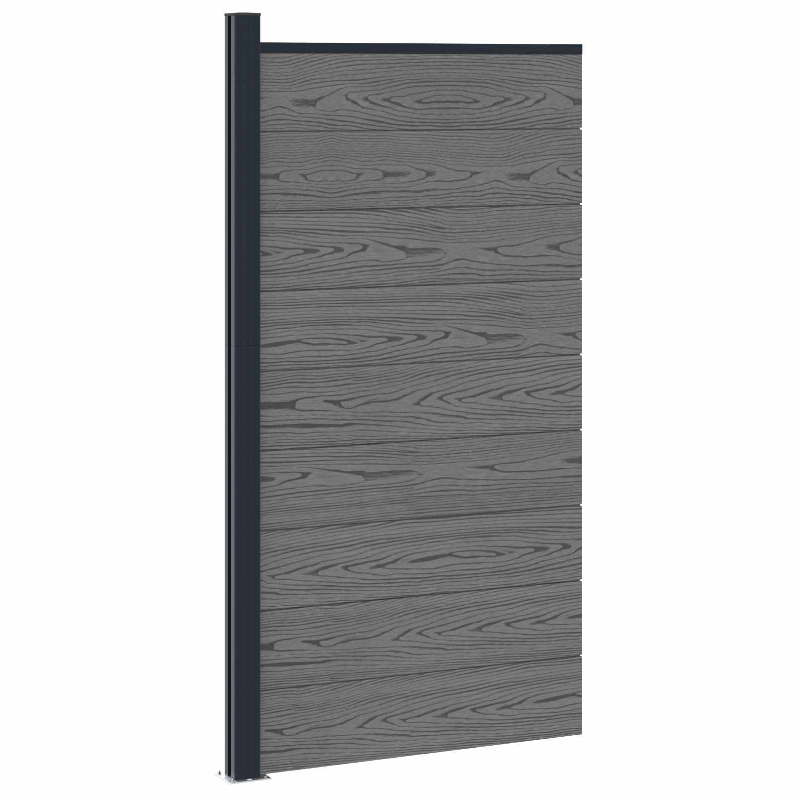 Pannello di Recinzione WPC e Alluminio Grigio 95x186 cm