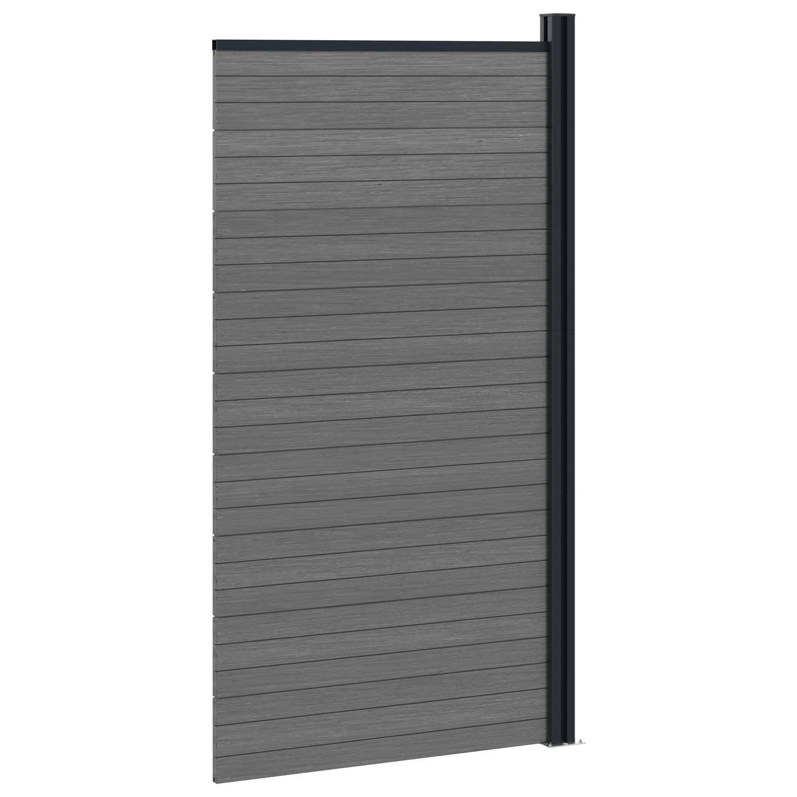 Pannello di Recinzione WPC e Alluminio Grigio 95x186 cm