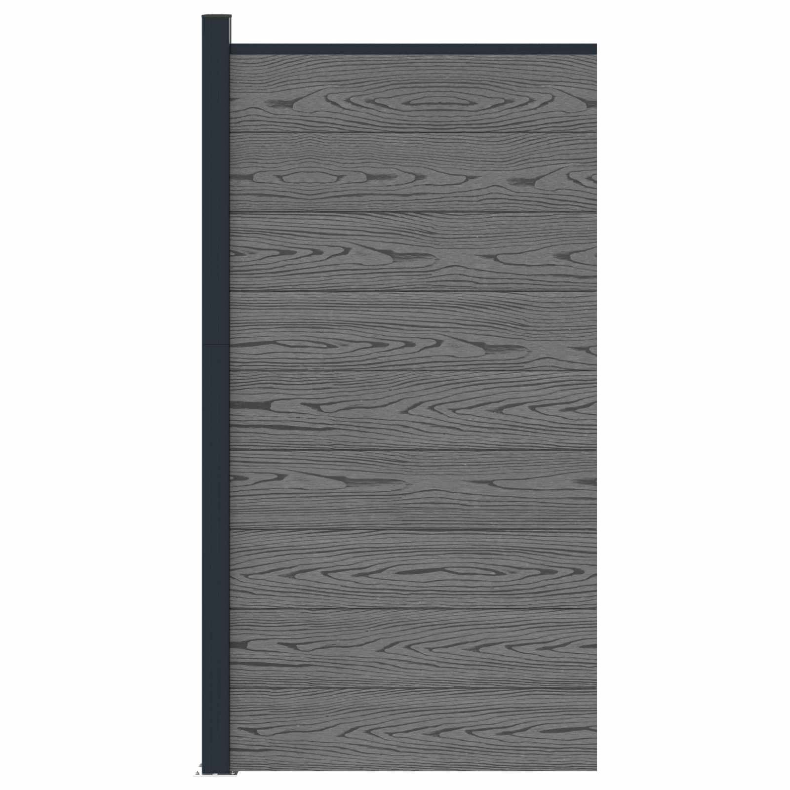 Pannello di Recinzione WPC e Alluminio Grigio 95x186 cm