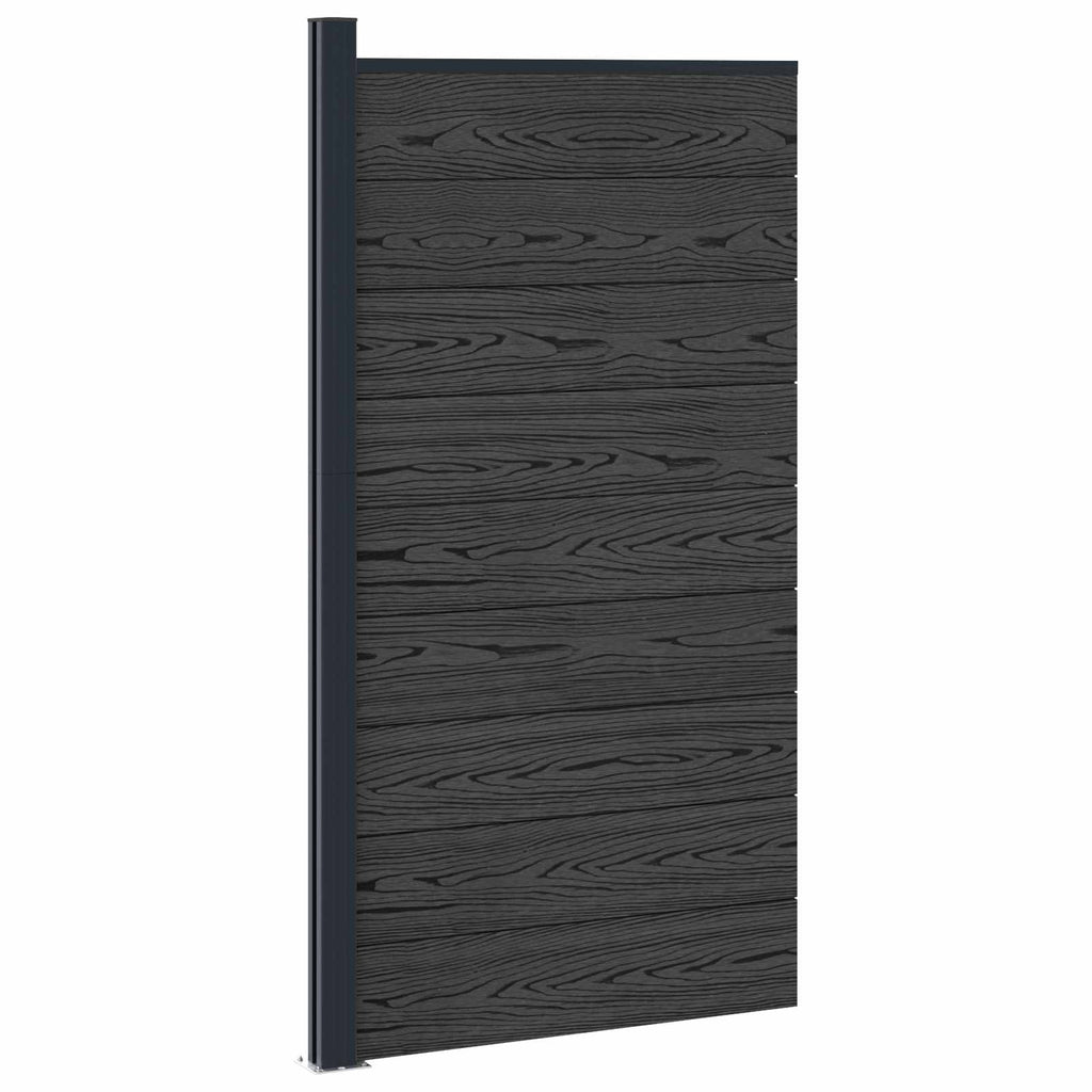 Pannello di Recinzione WPC e Alluminio Nero 95x186 cm