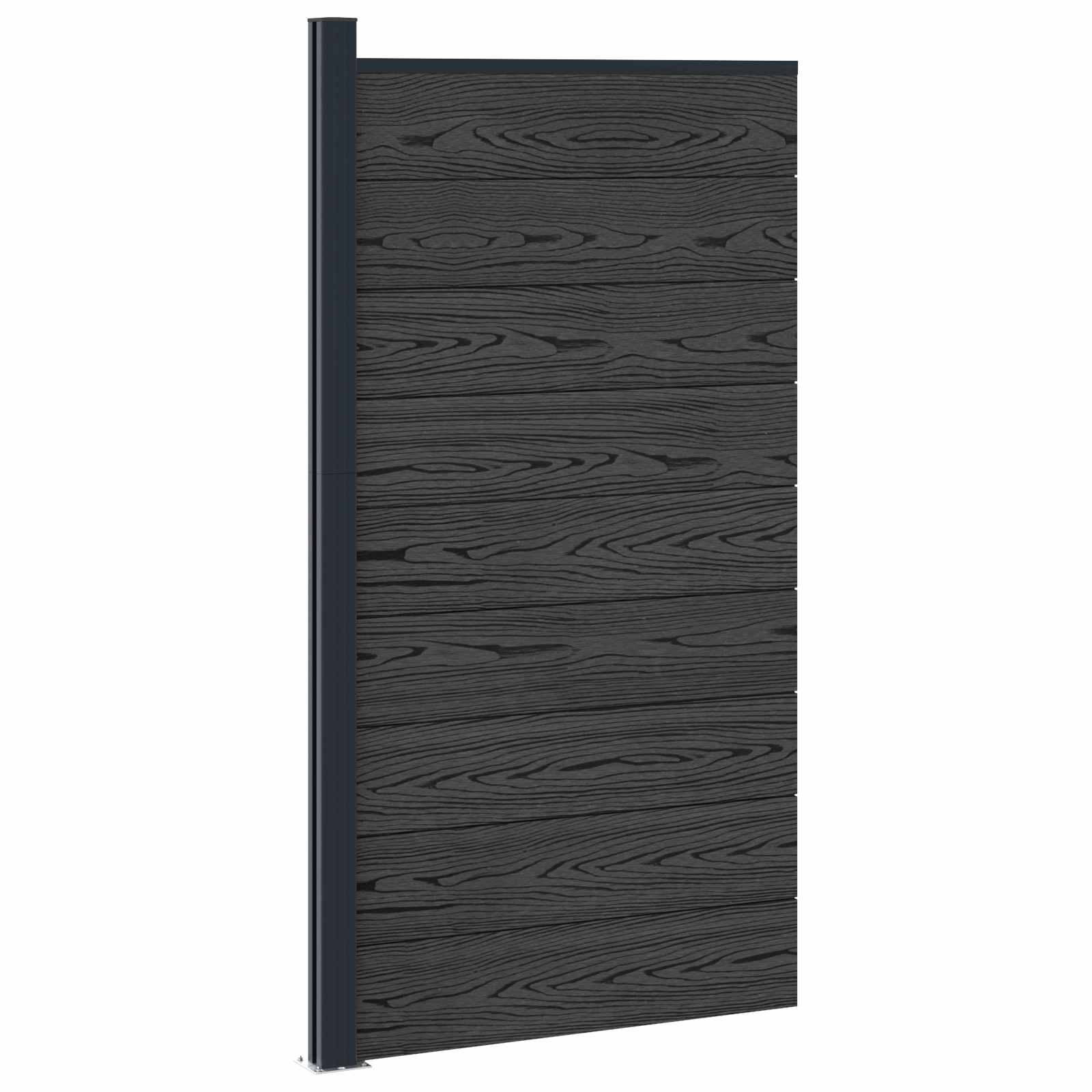 Pannello di Recinzione WPC e Alluminio Nero 95x186 cm