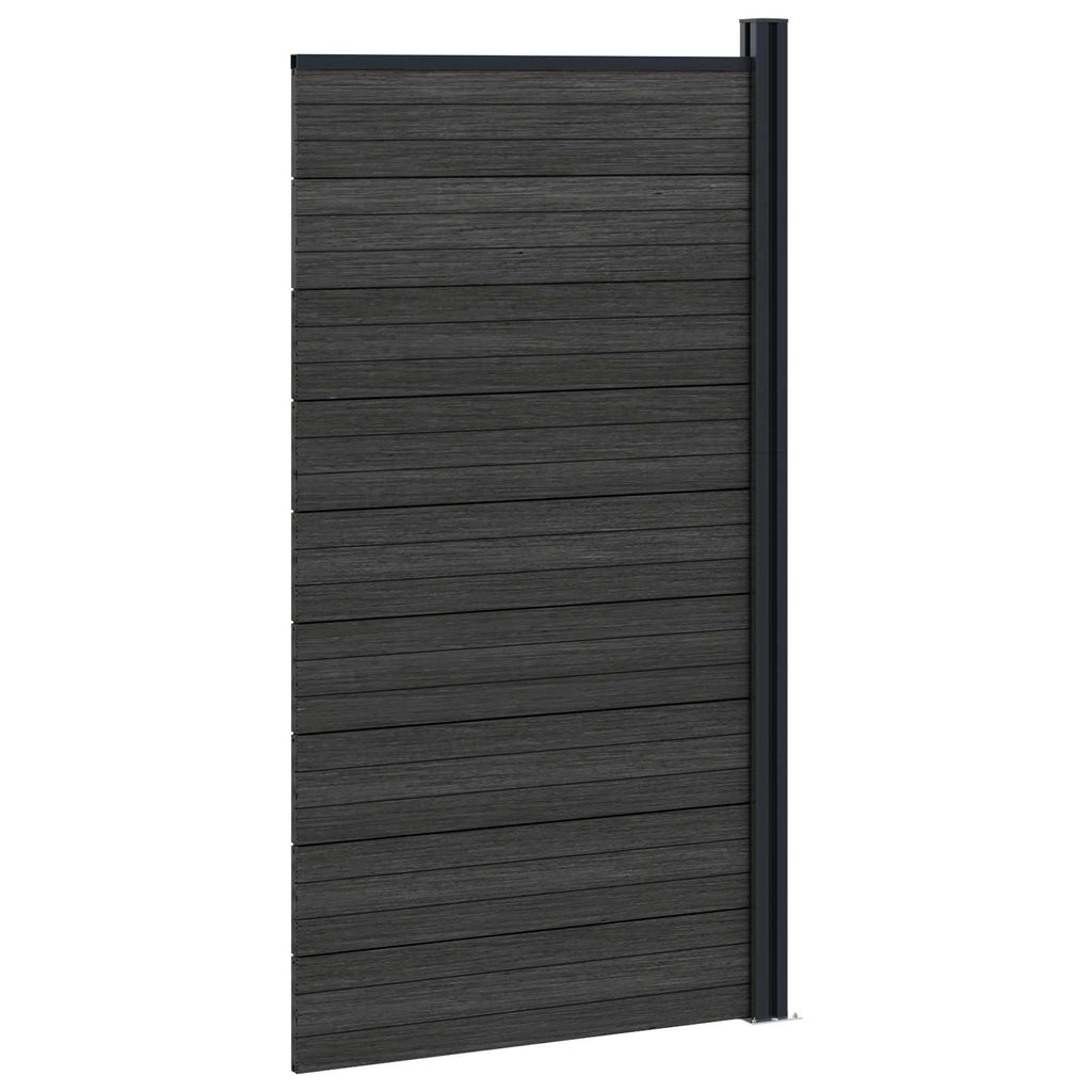 Pannello di Recinzione WPC e Alluminio Nero 95x186 cm