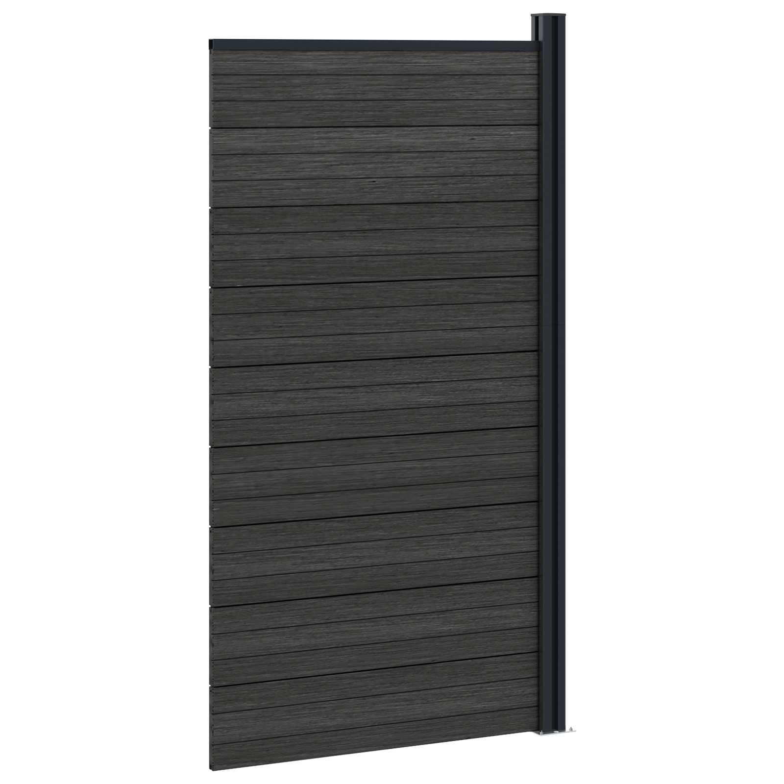 Pannello di Recinzione WPC e Alluminio Nero 95x186 cm