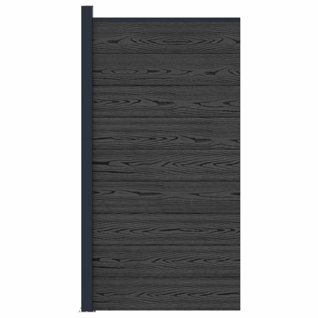 Pannello di Recinzione WPC e Alluminio Nero 95x186 cm
