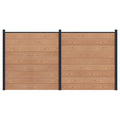 Pannello di Recinzione 2 pz WPC e Alluminio Marrone 353x186 cm
