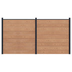 Pannello di Recinzione 2 pz WPC e Alluminio Marrone 353x186 cm