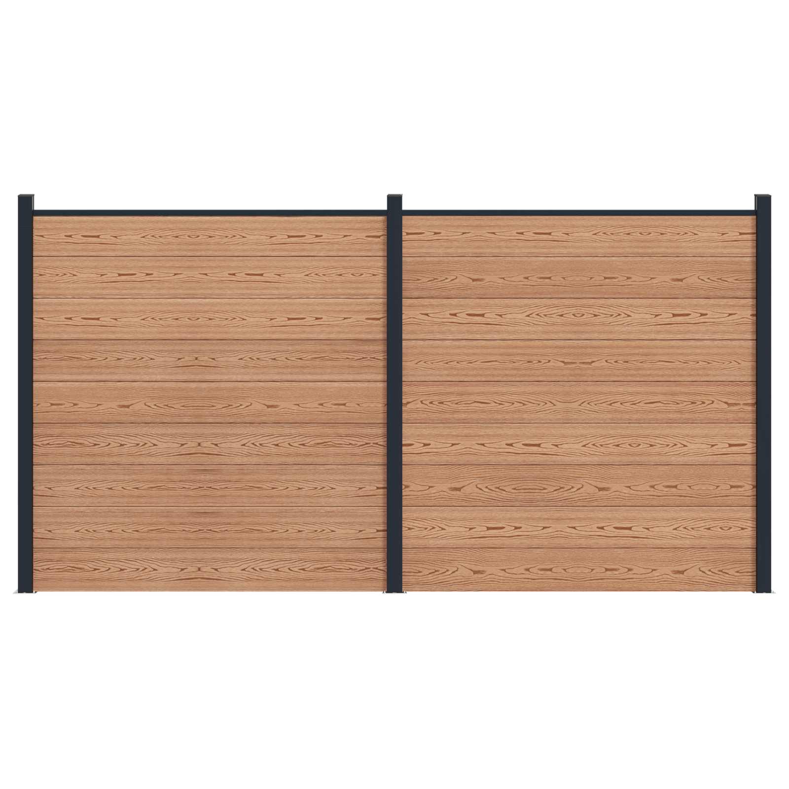 Pannello di Recinzione 2 pz WPC e Alluminio Marrone 353x186 cm