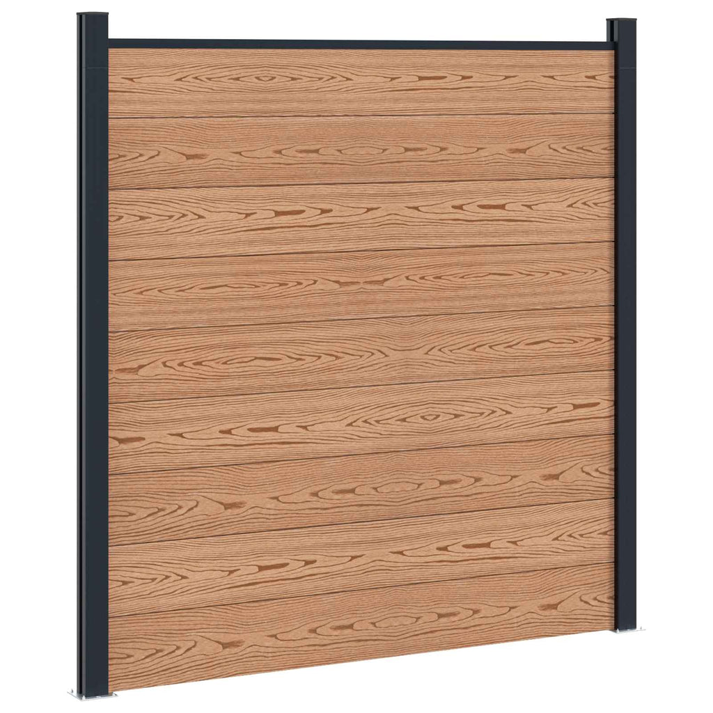 Pannello di Recinzione 2 pz WPC e Alluminio Marrone 353x186 cm