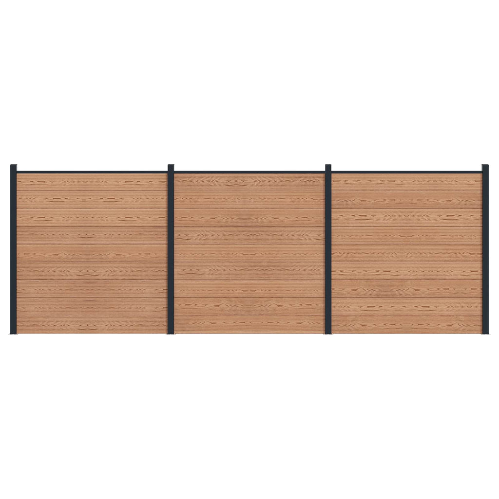 Pannello di Recinzione 3 pezzi WPC e Alluminio Marrone