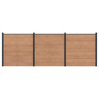 Pannello di Recinzione 3 pezzi WPC e Alluminio Marrone